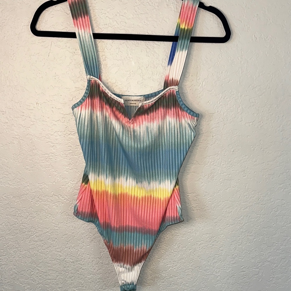 Tie-Dye Ribbed Women’s  One-Piece Swimsuit - Multicolor